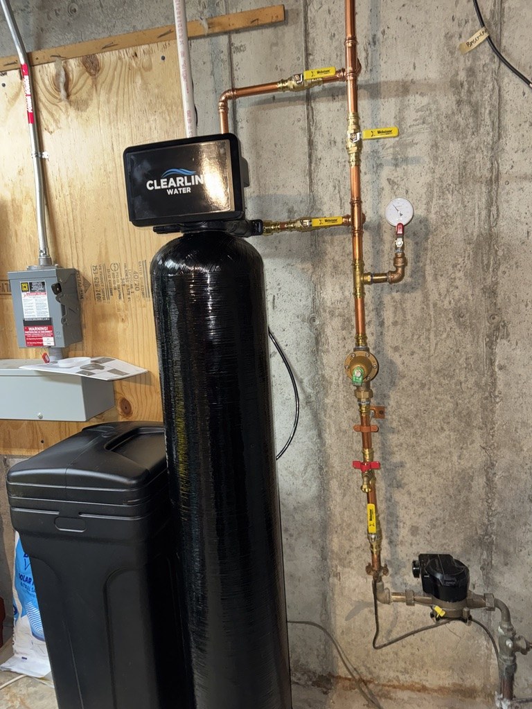 Water softener install with bypass valves